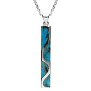 Sterling Silver Turquoise Four Stone Curved Oblong Necklace, P785.