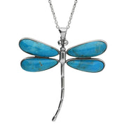 Sterling Silver Turquoise Four Stone Large Dragonfly Necklace. P460.