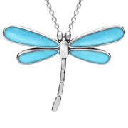 Sterling Silver Turquoise Four Stone Small Dragonfly Necklace P1896