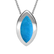 Sterling Silver Turquoise Framed Marquise Necklace. P861.