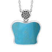 Sterling Silver Turquoise King's Coronation Small Crown Emblem Necklace P3712