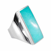 Sterling Silver Turquoise Large Oblong Ring. R064.