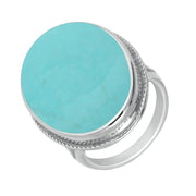 Sterling Silver Turquoise Large Rope Edged Ring. R066