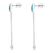Sterling Silver Turquoise Lineaire Long Drop Stud Earrings E2240