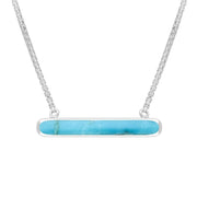 Sterling Silver Turquoise Lineaire Long Oval Pendant Necklace. N1001.