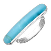 Sterling Silver Turquoise Lineaire Long Oval Ring. R1005.
