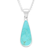 Sterling Silver Turquoise Long Pear Necklace. P167.