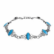 Sterling Silver Turquoise Marquise Shaped Celtic Bracelet B594