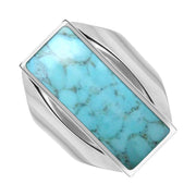Sterling Silver Turquoise Medium Oblong Ring. R065.