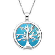 Sterling Silver Turquoise Medium Round Tree of Life Two Piece Set S065