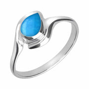 Sterling Silver Turquoise Offset Pear Ring. R071.