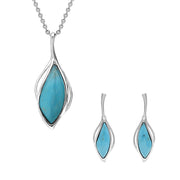Sterling Silver Turquoise Open Marquise Two Piece Set S231