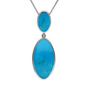Sterling Silver Turquoise Oval Drop Necklace. P1101.