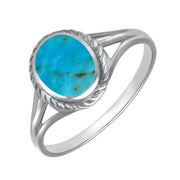 Sterling Silver Turquoise Rope Edge Ring R007