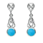Sterling Silver Turquoise Round Celtic Dropper Earrings E975