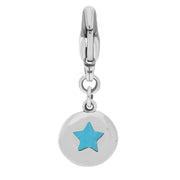 Sterling Silver Turquoise Round Shaped Star Clip Charm