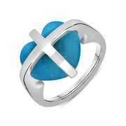 Sterling Silver Turquoise Small Cross Heart Ring R628