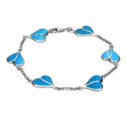 Sterling Silver Turquoise Split Heart Bracelet. B360.