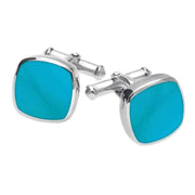 Sterling Silver Turquoise Square Cushion Cufflinks CL128