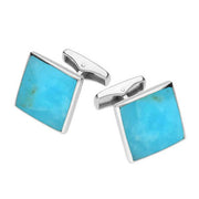 Sterling Silver Turquoise Square Shaped Cufflinks, CL417.