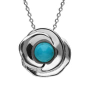Sterling Silver Turquoise Stone Rose Necklace, P2546.