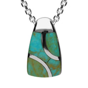 Sterling Silver Turquoise Three Stone Graduated Curve Necklace, P866.