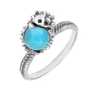 Sterling Silver Turquoise Tiny Hedgehog Ring, R1162