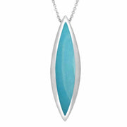 Sterling Silver Turquoise Toscana Long Marquise Necklace. P1613.