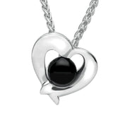 Sterling Silver Whitby Jet Abstract Heart Necklace. P2537
