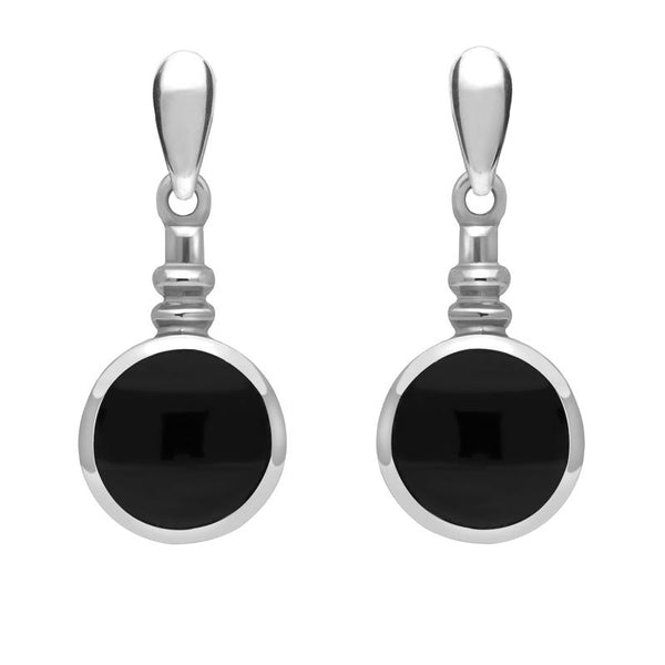 Sterling Silver Whitby Jet Bottle Top Drop Earrings E054