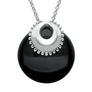 Sterling Silver Whitby Jet Capped Necklace P2545