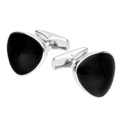 Sterling Silver Whitby Jet Curved Triangle Cufflinks CL419