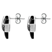 Sterling Silver Whitby Jet Cushion Ridge Stud Earrings E1964 side
