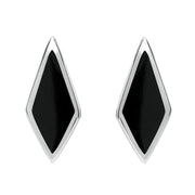 Sterling Silver Whitby Jet Diamond Shaped Stud Earrings E282