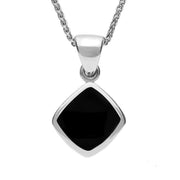 Sterling Silver Whitby Jet Dinky Cushion Necklace P452