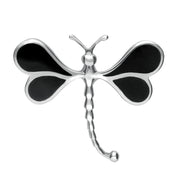 Sterling Silver Whitby Jet Dragonfly Brooch M268