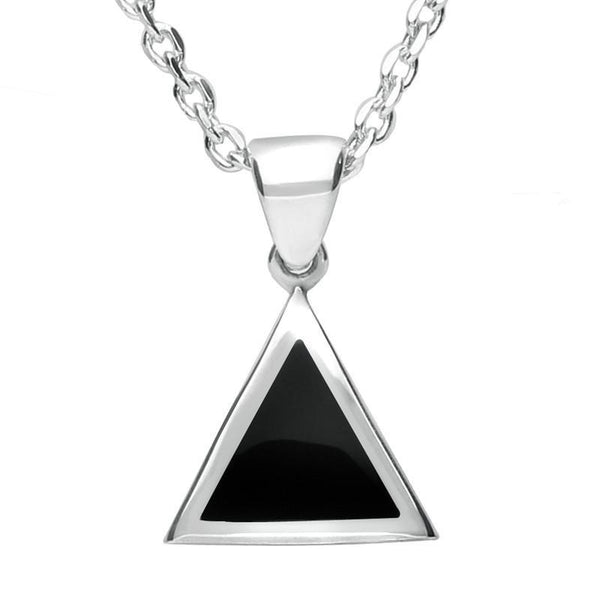Sterling Silver Whitby Jet Flat Triangle Necklace P085