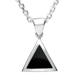 Sterling Silver Whitby Jet Flat Triangle Necklace P085