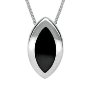 Sterling Silver Whitby Jet Framed Marquise Necklace P861