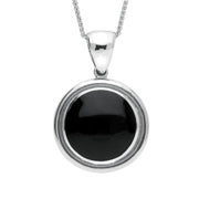 Sterling Silver Whitby Jet Framed Round Necklace, P248.