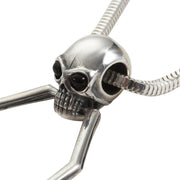Sterling Silver Whitby Jet Gothic Spider Skull Necklace, P2038C.