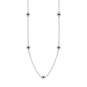 Sterling Silver Whitby Jet Heart Link Disc Chain Necklace. N746