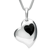 Sterling Silver Whitby Jet Inlaid Heart Necklace, P1266.