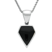 Sterling Silver Whitby Jet Kite Shaped Necklace. P386. 