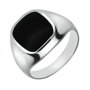 Sterling Silver Whitby Jet Large Cushion Signet Ring R180