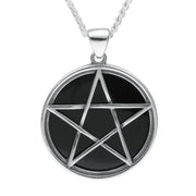 Sterling Silver Whitby Jet Large Pentagram Necklace, P1862.