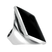 Sterling Silver Whitby Jet Large Rhombus Ring. R608.