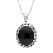 Sterling Silver Whitby Jet Large Rope Oval Necklace P251