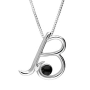 Sterling Silver Whitby Jet Love Letters Initial B Necklace P3449C