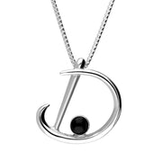 Sterling Silver Whitby Jet Love Letters Initial D Necklace P3451C